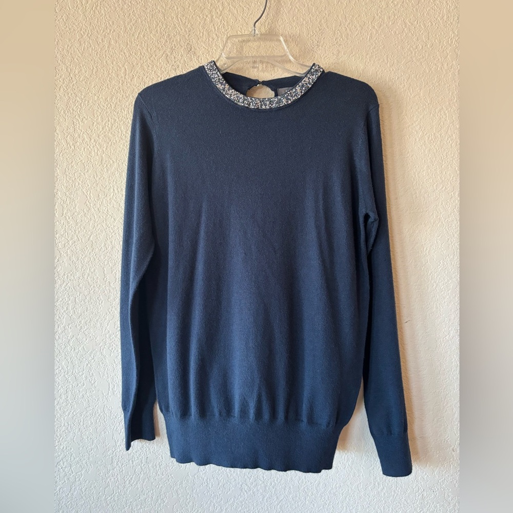 Primark Women’s Navy Sweater With Embellished Neckline NWT Size M